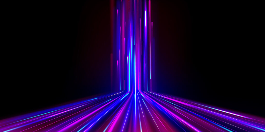 cultura data driven - Feixes de luz do azul ao violeta fazendo um caminho
